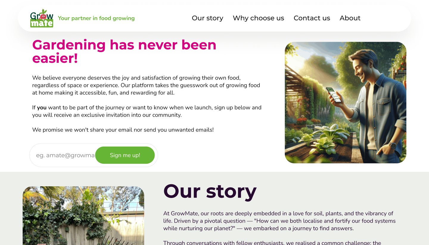 Original GrowMate holding page